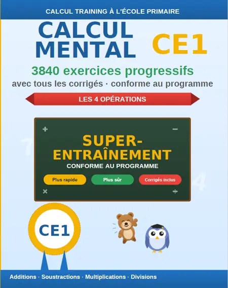 Couverture du cahier Calcul Mental CE1 : 3840 exercices progressifs de calcul mental avec corrigés